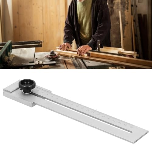 Precision Carbon Steel Sliding Line Ruler Woodworking Parallel Gauge with Slide Stops ABS Knob Deburred Edge Marking Tool for Mechanical Processing