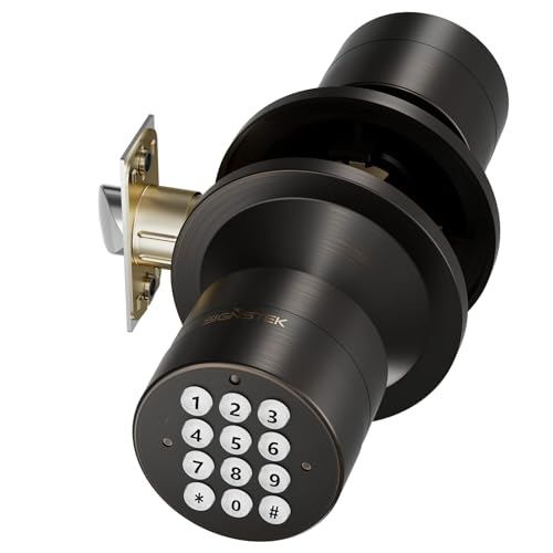 Keyless Entry Door Lock,Door Knob with Keypad，Smart Code Door Lock,Mute Mode,Passage Function, Easy to Install,Oil Rubbed Bronze - size: Oil Rubbed Bronze 1Pack