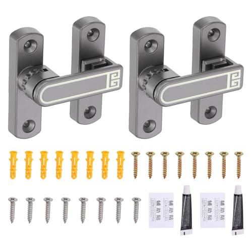 uxcell 2Pcs Barn Door Lock, Zinc Alloy 90/180 Degree Flip Gate Latches, Adjustable Security Sliding Door Latch Lock with Screws for Cabinet, Window, Garden, Gray(Night Light) with Sticker - color: Gray(Night Light)