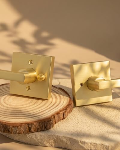 Goldenwarm Brushed Gold Door Handles Interior, Privacy Door Handle 6 Pack - color: Brushed Gold