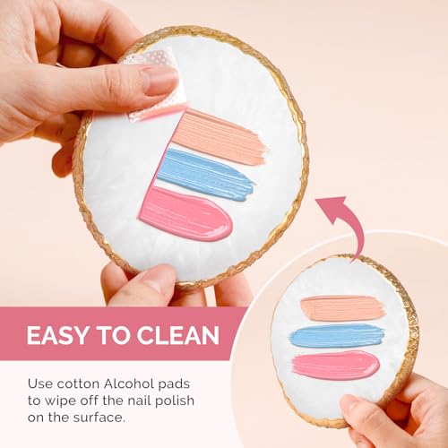 MelodySusie 1Pc Round Resin Nail Art Palette Color Mixing Board White - color: White Round Without Spatula