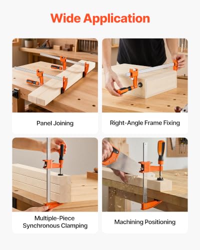 VEVOR Bar Clamps for Woodworking, 8-Pack, 6" and 12" F Clamps, 600 lbs Load Limit, with Plastic Pad and Self-Locking Design, Malleable Iron and Carbon Steel, for Wood Working and Metal Working - size: 12"& 6" (8 Pack), style: Medium-Duty