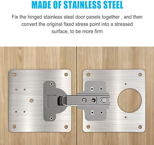 Cabinet Hinges Repair Plate,Stainless Steel Hinge Repair Brackets Kit,Kitchen Cupboard Door Hinge Repair Plate Kit Includes Fixing Screws,Protect Wooden Kitchen Cabinet Door,Furniture(4 PCS)… - size: 4 Pieces