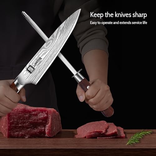 17-Pack kitchen knife set, wooden blocks,sharp high carbon stainless steel blades,hardwood handles,Sharpener,chicken bone clipper,microfiber towels,gift packaging,for families, restaurants, chefs. - color: Black