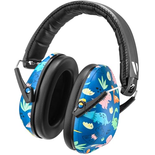 Kids Noise Canceling Headphones - 33 dB (2K Hz) - Ear Protection Earmuffs | Vanderfields' earmuffs protect child's hearing with certified noise-cancellation, soft ear cushions, and adjustable headband - color: Dinosaur Club