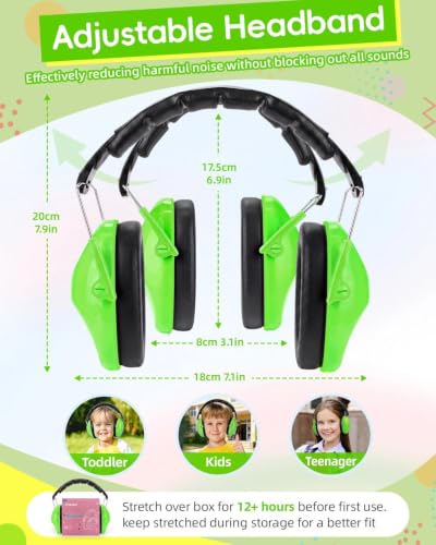 ZOHAN Kids Noise Cancelling Headphones - 25dB NRR Kids Ear Protection 2 Pack, Hearing Protection Safety Ear Muffs for School Monster Truck Fireworks Travel Studying Concerts Autism, Blue and Green - color: 2pack - Blue+green