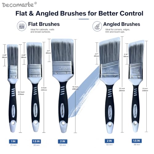 Paint Brush Set for Cabinet Fence Decking and Wall Touch-Ups 5-Pk