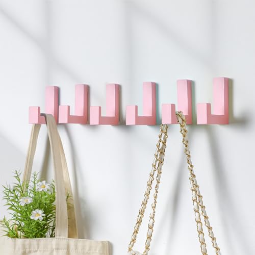 Teenyyou 6 Pcs Cute Kids Wall Hooks Adhesive for Backpack Pink - color: Pink