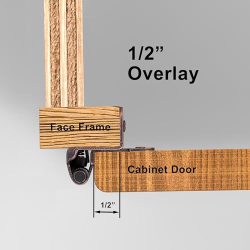 Oil Rubbed Bronze Kitchen Cabinet Hinges, 1/2” Overlay, 4 Pack - color: Oil Rubbed Bronze
