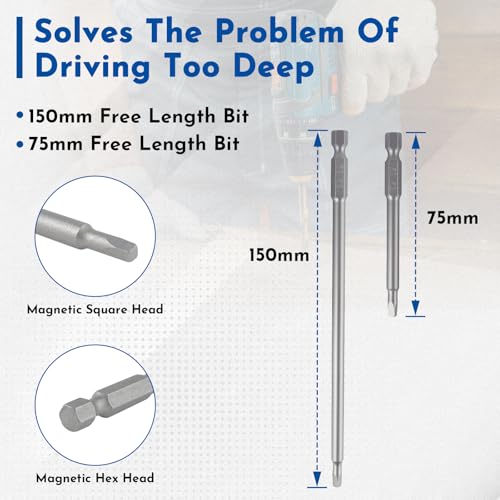 600PCS #8 x 1-1/4" Pocket Hole Screws,Interior Coarse Thread Square Drive Washer Head,Zinc Plated,with 150mm and 75mm Drive Bit - color: White, size: #8x1-1/4"