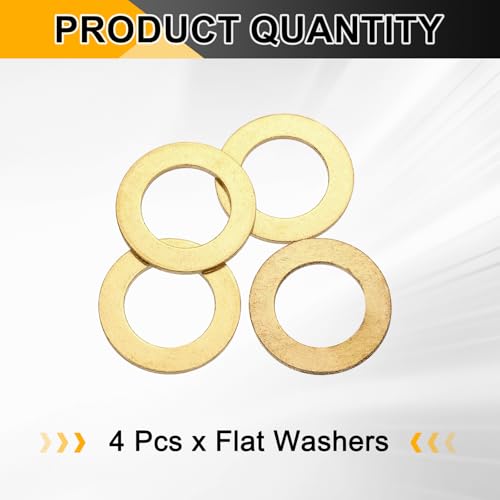 PATIKIL M20x32x2mm Flat Washers, 4PCS Brass Automotive Drain Plug Gaskets Flat Ring Oil Crush Washer Spacers for Faucets Garden Bolts Screws Hose, Golden - size: M20x32x2mm