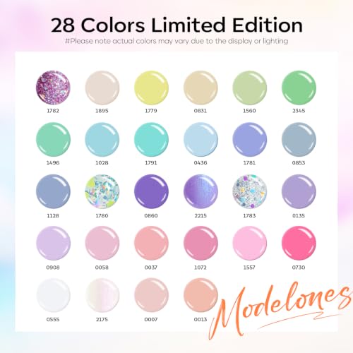 modelones Gel Nail Polish Set Glitter Pastel Spring 32PCS 28Colors - color: A0-Maracon Bloom