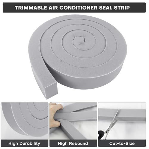 2Pcs 1" x 1" x 6.5Ft AC Window Seal Kit with Adhesive, Gray Foam Strips for Air Conditioner Window Weather Stripping, Window Units, Doors and Windows Insulation, Energy Saving & Dustproof - size: 1''x1''x6.5ft-2pcs