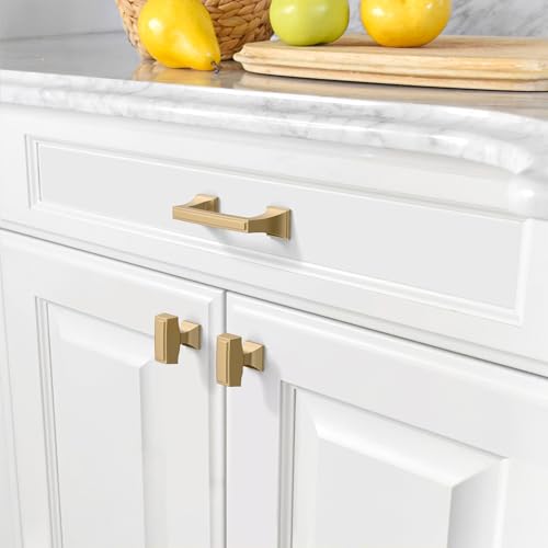 Amerdeco 10 Pack Champagne Bronze Cabinet Pulls 3Inch(76mm) Hole Center Cabinet Hardware Kitchen Cabinet Handles for Bathroom Drawer Pulls Dresser Pulls ZH0010 - color: Champagne Bronze, size: 3"/76MM Hole Center