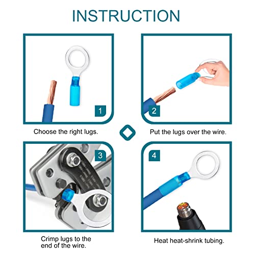 120 PCS Heat Shrink Wire Connectors,14 16 awg Ring Terminals Kit - color: 16-14 AWG