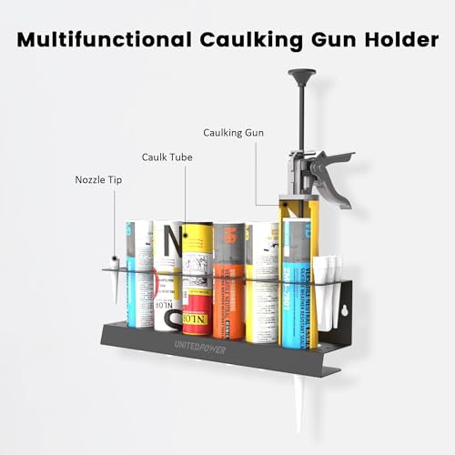 UNITEDPOWER Caulking Gun Holder, Wall Mount Hand Caulking Gun Storage Rack, Caulk Tube Organizer for Workshop, Shop, Garage