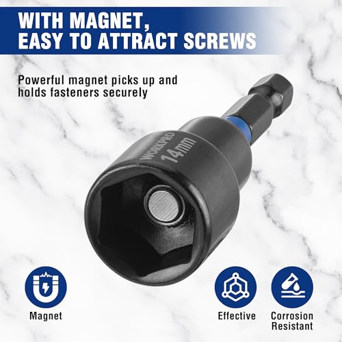 WORKPRO 39 PCS Magnetic Nut Driver Set, Impact Driver Bit 1/4" Hex Shank - size: 39PCS Magnetic Nut Driver Set