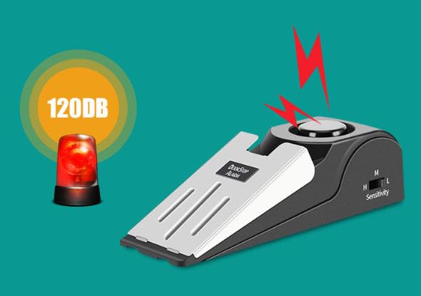 Portable Door Lock & Door Stop Alarm Set, Dual Protection Home Security Door Kit, Travel Hotel Lock Devices Pocket Self Defensey Tools for Traveling Hotel Home Apartment,Red,