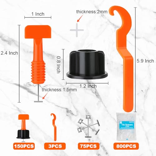 Storystore 150PCS Tile Leveling System Kit, 1/16 Inch Tile Spacers - size: 150pcs