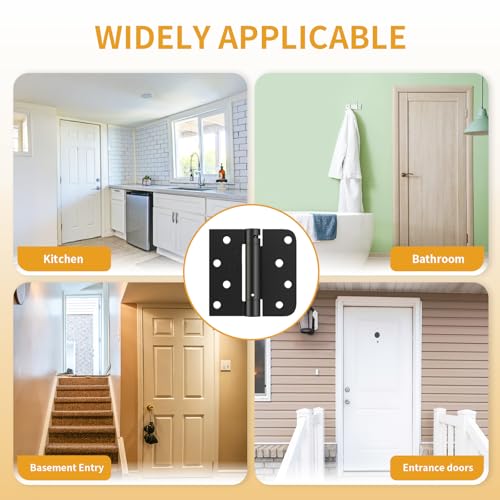 Luxbaro 3 Pack Spring Hinges Self Closing 4 Inch, Self Closing Door Hinges - color: Matte Black-square&5/8'', size: 4" 3 Pack