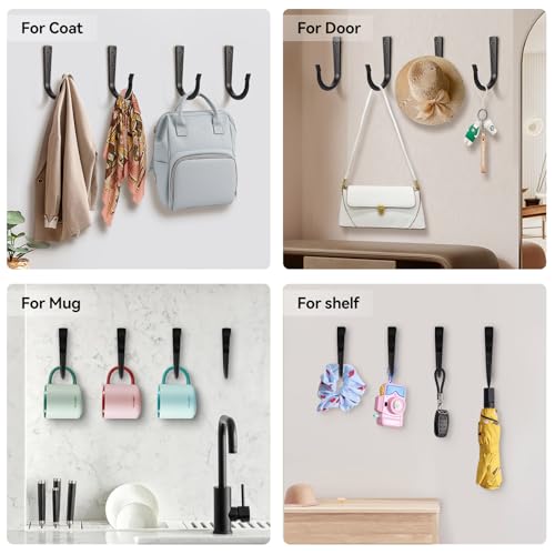 5Pcs Large Size Heavy Duty Wall Hooks, Coat Hooks, Wall Hooks for Hanging Pans, Backpacks, Coats, Garage Items (Black) - color: 5pack-black, size: Extra-large