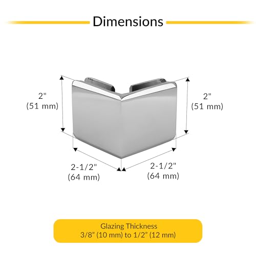 Brixwell Beveled Style 90 Degree Glass To Glass Clamp Brass Polished Chrome - color: Polished Chrome
