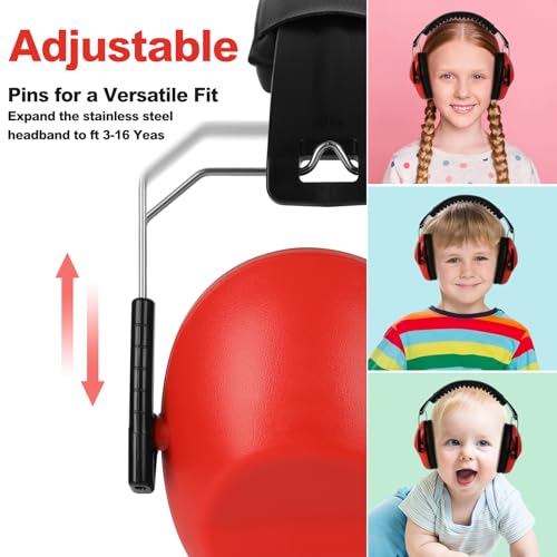 Floriogra Noise Cancelling Headphones for Kids/Toddler 28dB SNR Ear Muffs - color: Red
