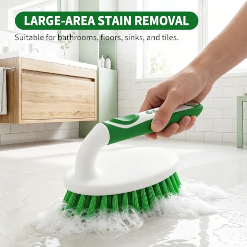 Scrub Brush Set of 4 Pack, Heavy Duty Shower Cleaning Brush Set, Green