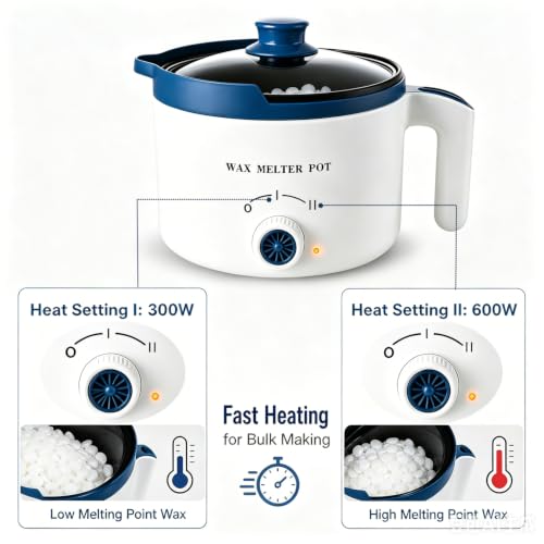 KQU Electric Wax Melting Pot with Non-Touch Thermometer(Without Battery) - size: Wax Melting Pot Kit 7pcs