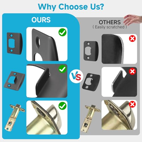 Estmoon 4 Pack Passage Door Knobs - Black Door Handle Interior Door Levers, Heavy Duty Non-Locking Locksets Hall Closet Handles, Reversible for Right & Left Sided Doors