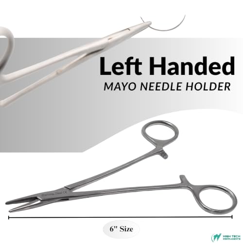 Mayo Hegar Needle Holder Driver with Cross Serrated Jaws Made of Stainless Steel Comes in Multi Position Locking Mechanism Clamping Pliers (6" - Left Handed) - size: 6" - Left Handed