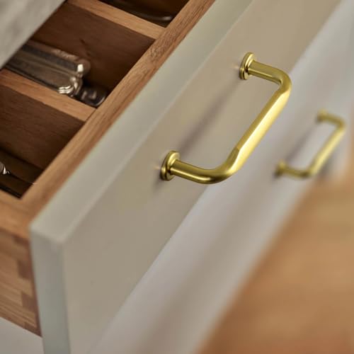 12 Pack Brushed Gold Zinc Alloy Cabinet Handles - 3''(76mm) Hole Center Cabinet Pull Hardware for Bedroom, Kitchen L101 - color: Brushed Gold, size: 3'' Hole Center
