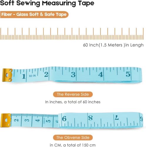 iBayam 2 Pack Tape Measure Measuring Tape for Body Fabric Sewing 60"/150cm - color: Blue&Black