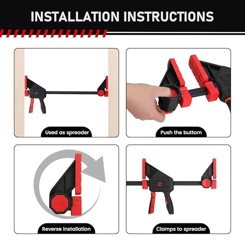 600lbs Clamping Force Bar Clamps for Woodworking, 12 Inch Wood Clamp × 2pcs, Four Times Clamping Force of Standard Products, One Hand Heavy Duty Bar Clamps, Quick Grip Clamps for Carpentry - size: 12 NINCH