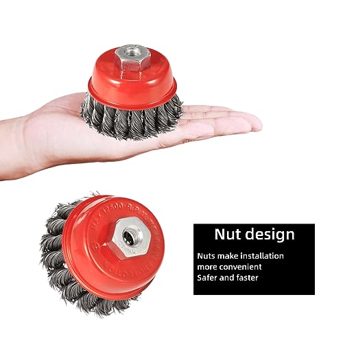 3 Inch Knotted Wire Cup Brush for 4 1/2 Angle Grinders (6 Pack) - style: 6 PACK 3" Cup Brush