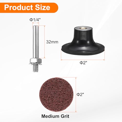 HARFINGTON 26pcs Quick Change Discs Set 2" Lock Sanding Discs with 1/4" Shank Pad Holder Medium Grit Surface Conditioning for Polish Rust Removal - size: 2"