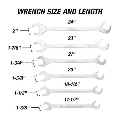 OEMTOOLS 6-PC SAE Jumbo Angle Head Combination Wrench Set 1-3/8" to 2" - style: 6 Pc SAE Angle Head