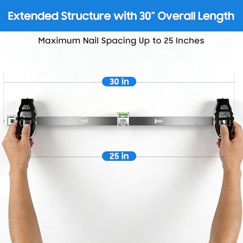 3-in-1 Picture Hanging Tool, Art Hanging System with Wall Alignment, Size Marking & Push-to-Nail Technology, Supports Up to 25 Inch Double Nailing