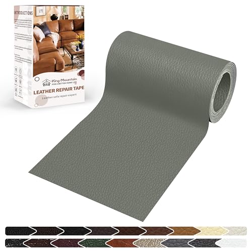 KING MOUNTAIN Leather Repair Patch,4 x 63 Inches self Adhesive Leather Repair Tape for Damaged Leather Furniture, Sofa Seating,Car Seats, Leather Goods（Gray） - color: Gray, size: 4" x 63"