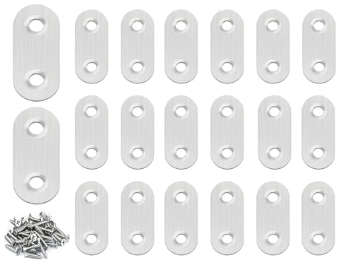 50PACK 1.4INCH X 0.6INCH Stainless Steel Straight Flat Bracket Repair Plate Brace,Mending Joining Plates for Wood, Board, Bed Frame, Furniture & Shelves,with Screws - size: 50PACK 1.4INCH X 0.6INCH