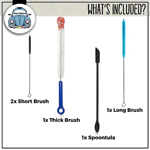 Blue Beetle Brushes | Multi-Use Glass Cleaner Kit - 5-Piece Brush & Scraper Set for Glass, Ceramic and Glass Pipe Cleaner