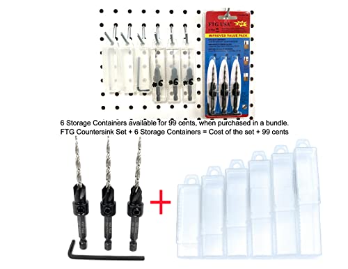 FTG USA #6 (9/64") Wood Countersink Drill Bit 3-Pc Set with Hex Key - size: #6, style: 3 Pc w/o Depth Stop