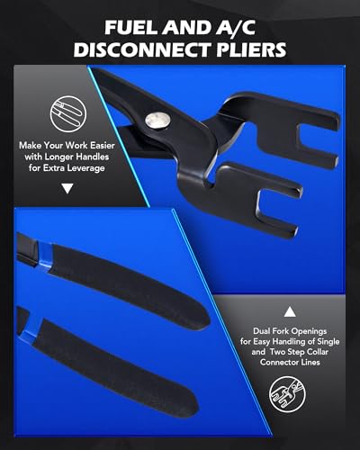OMT 26pc Fuel Line Disconnect Tool Set With Fuel And AC Disconnect Pliers - color: Black