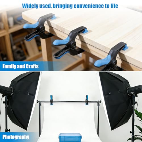 24 Pack 3 inch Heavy Duty Spring Clamps, Small Plastic Clamps for Woodworking, Backdrop, Photography, Backdrop Stand, Crafts with 1.5 inch Jaw opening - size: 3" Pack of 24