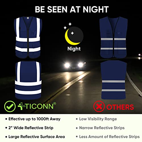 TICONN High Visibility Reflective Safety Vest for Men & Women, ANSI Class 2 - color: Blue, size: Small