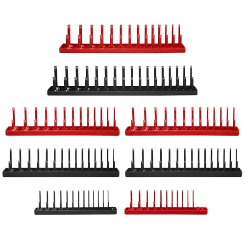 AIUITIO Socket Organizer Tray Set,8-Piece Socket Holder Set Includes 2PCS 1/4", 4PCS 3/8", 2PCS 1/2" Drive Metric SAE Socket Trays, Store 226 Pieces Standard and Deep Sockets - size: 226 Socket Capacity