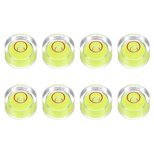 HARFINGTON 8pcs Circular Bubble Spirit Level 12x6mm Mini Round Bubble Spirit Level Little Measuring Layout Tools for TV Industrial Carpentry Picture Frame, Yellow/Red - color: Yellow/Red, size: 12x6mm