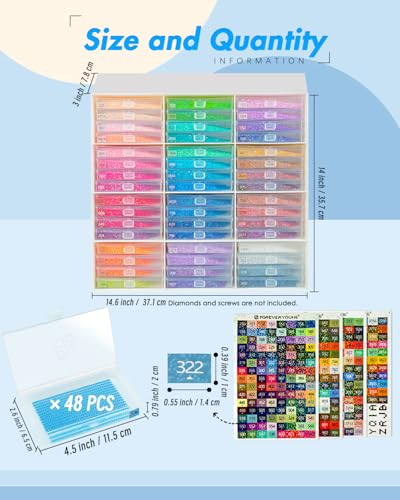 forever young 48PCS Extra Large Diamond Art Storage Containers Trays＆Stand - size: 48pcs Extra Large trays+Rack