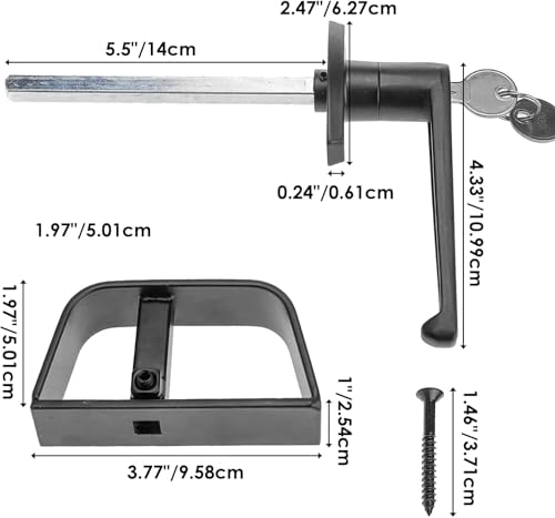 Shed Door Hardware Kit with 5-1/2" L-Handle Lock, Latches and 6" Hinges