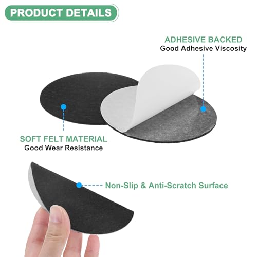 M METERXITY 30-Pack Lamp Base Felt, 4 Inch Dia. 2mm Thick Self Adhesive Round Fabric Felt Pads for Lamp/Furniture/DIY, Non-Slip Fiber Backed Patch Circles with Adhesive Backing [Black] - color: Black, size: 4" Dia